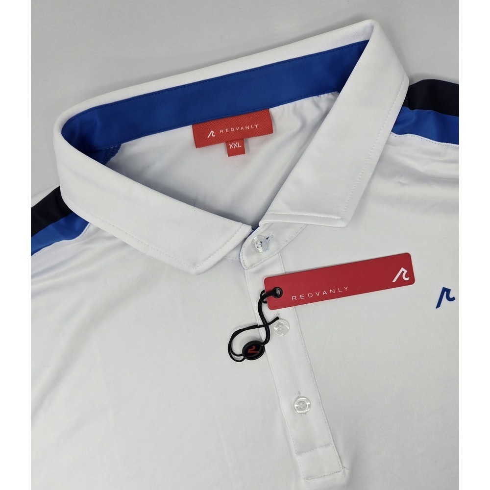 Redvanly Shirt Mens 2XL Sevigne‎ Polo White Golf PUREpoly 4 Way Stretch R2512B